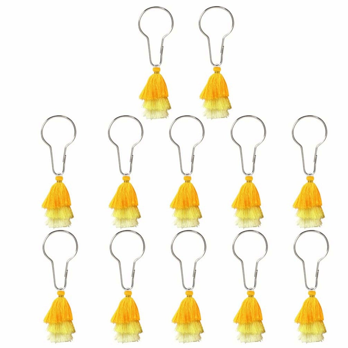 Yellow Metal Shower Curtain Rings, 12 Pieces