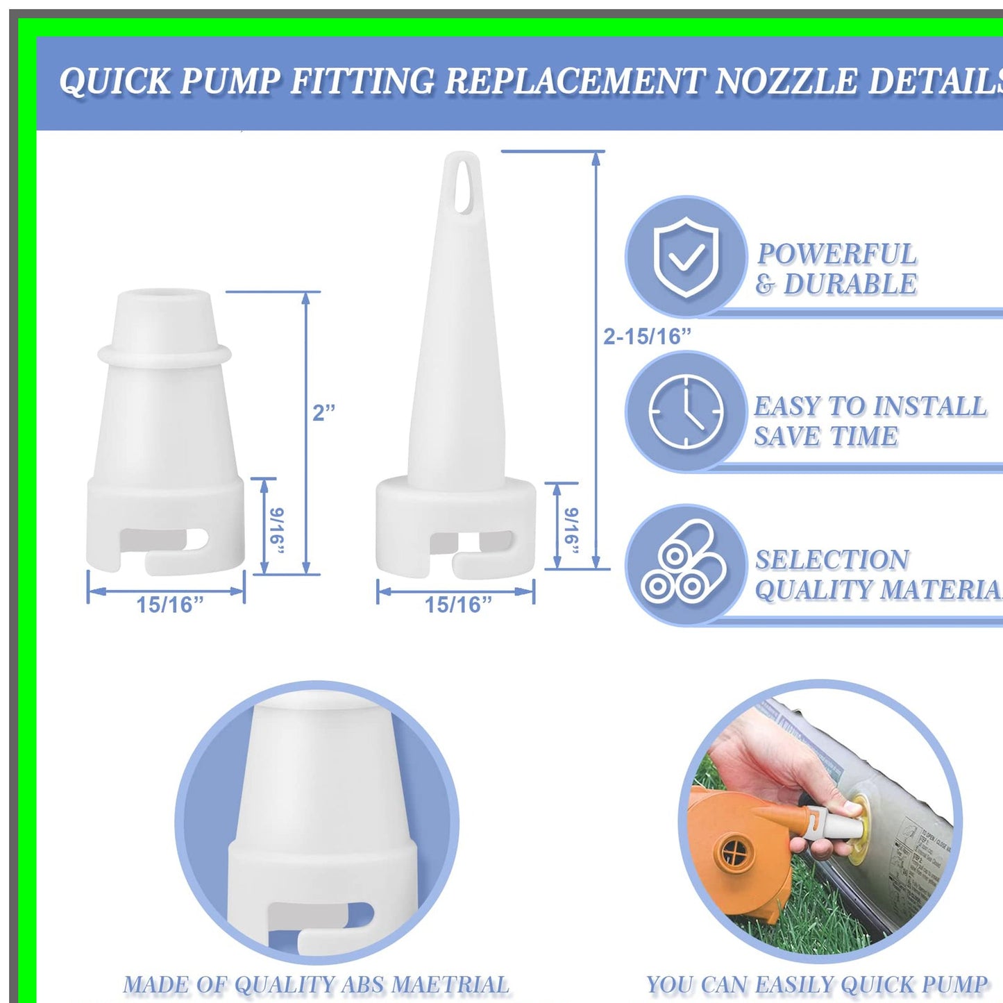 QuickFit Air Pump Nozzle Adapter for Easy Valve Replacement