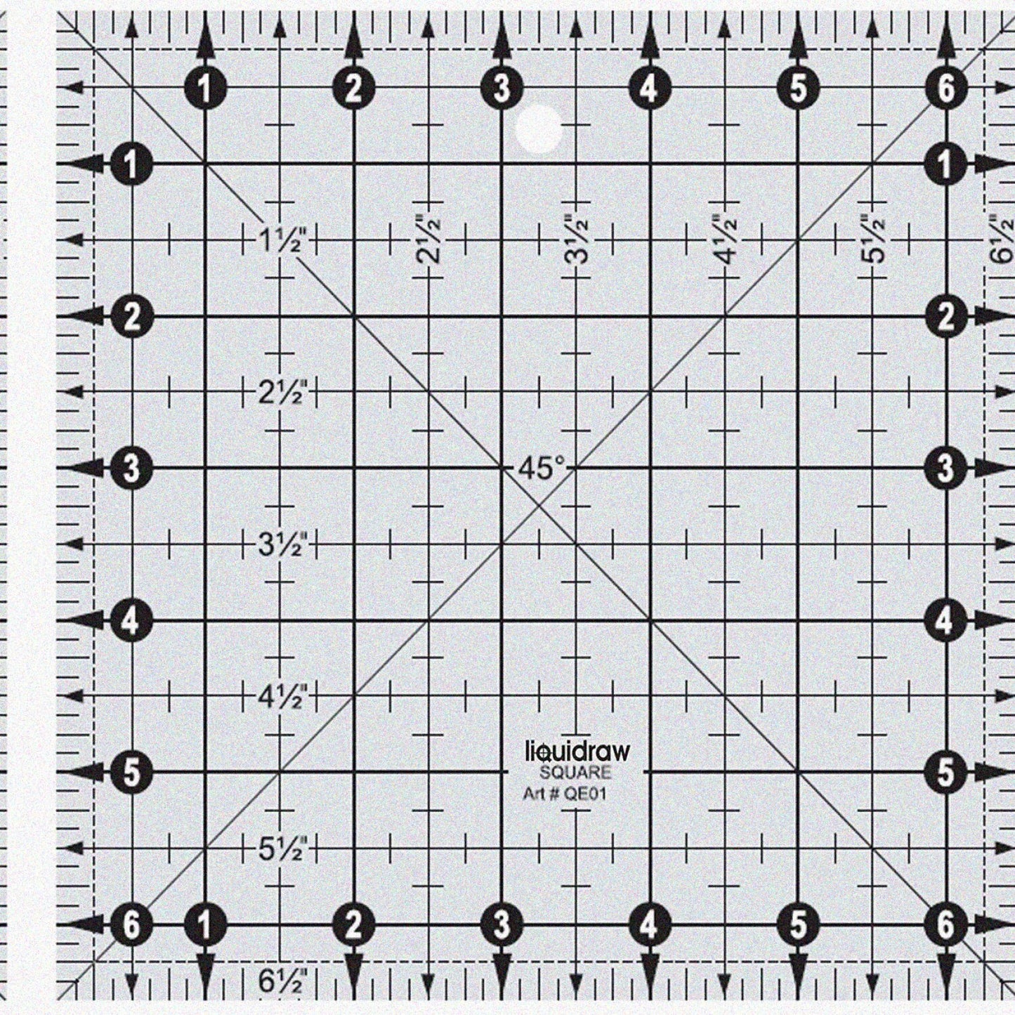 Square Quilting Ruler, Clear Acrylic, 6.5"