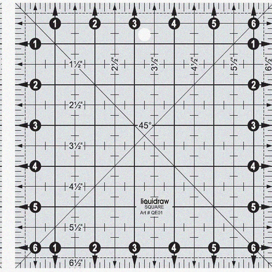 Square Quilting Ruler Compatible with 6.5" Clear Acrylic