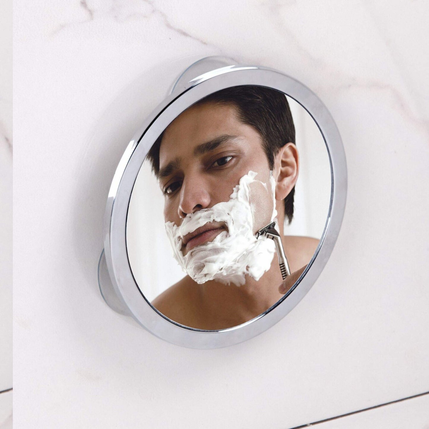 Metal Suction Shower Mirror 5.75" x 5.75" Chrome