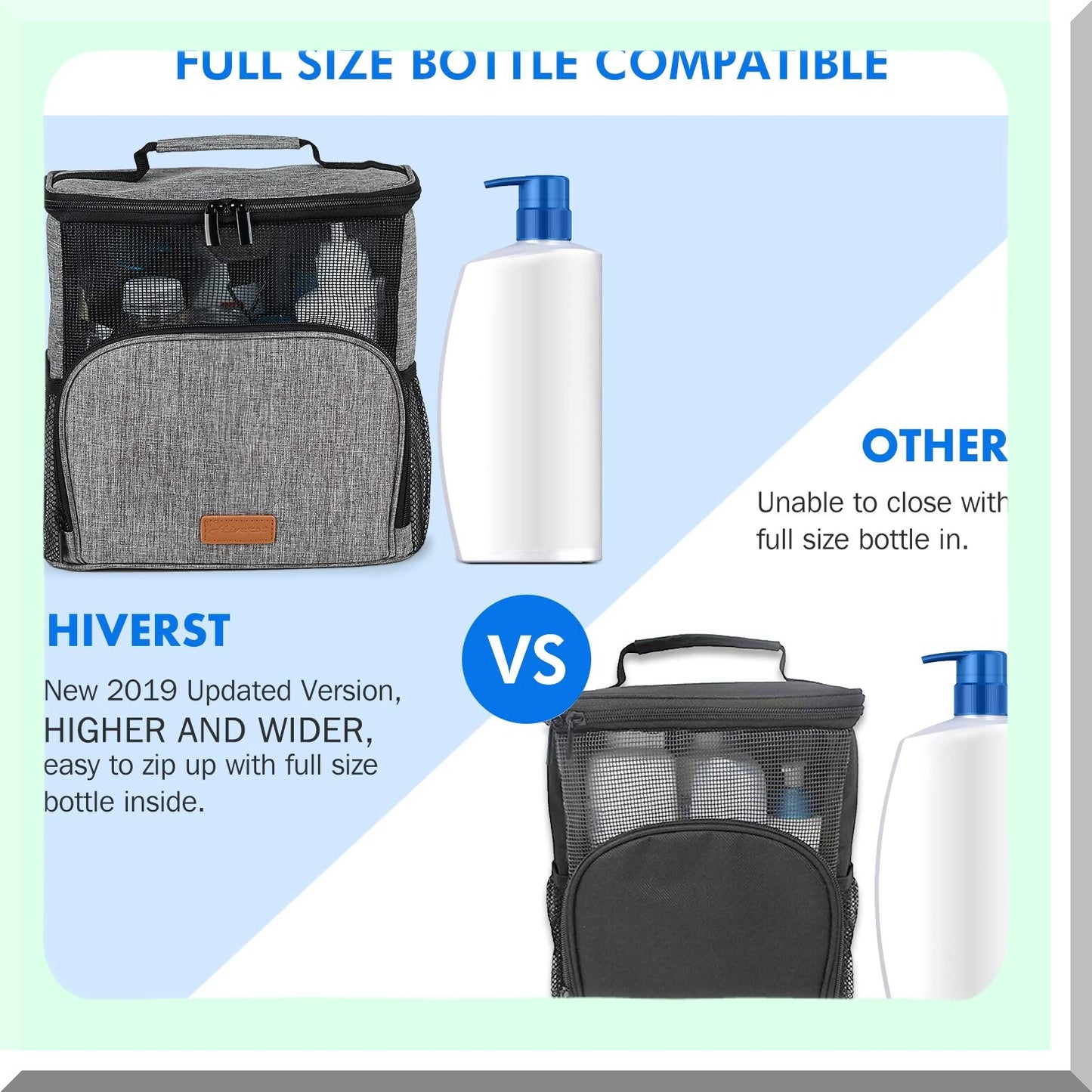 Hanging Shower Caddy Tote Bag Full Size Bottle
