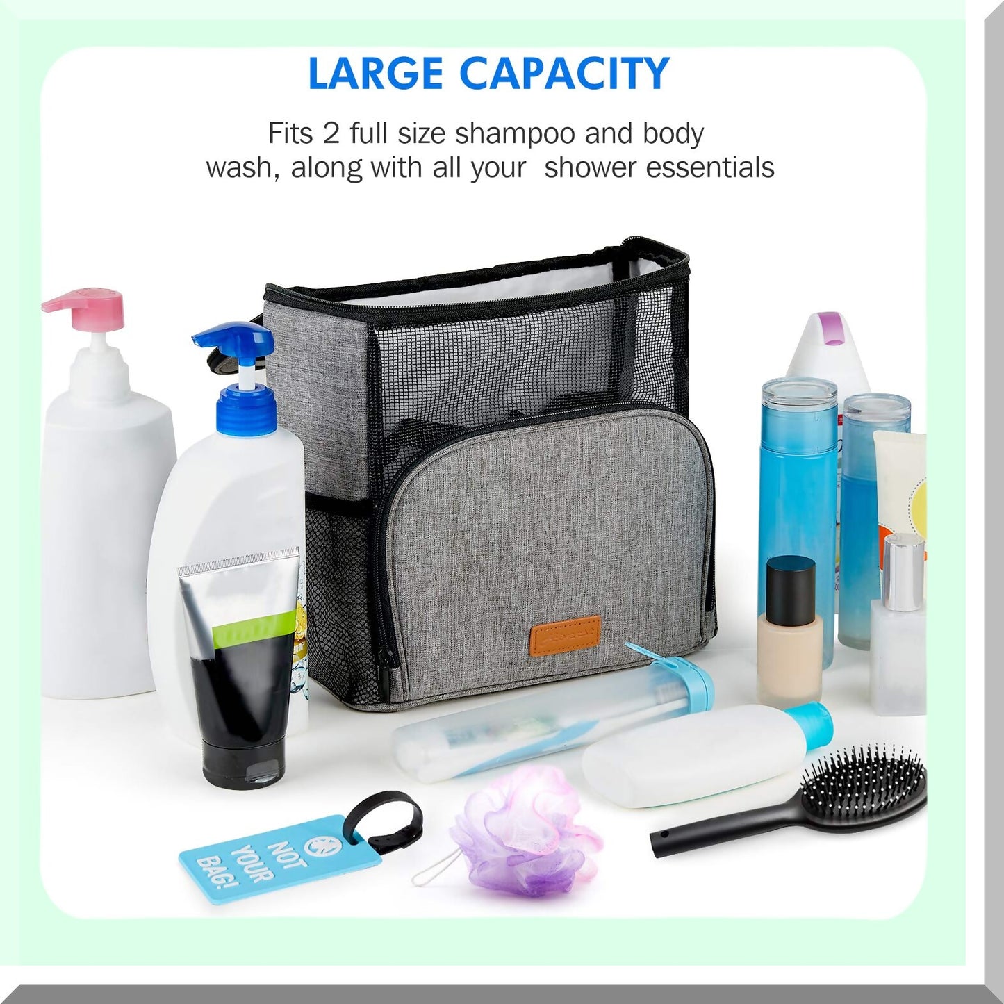 Hanging Shower Caddy Tote Bag Full Size Bottle