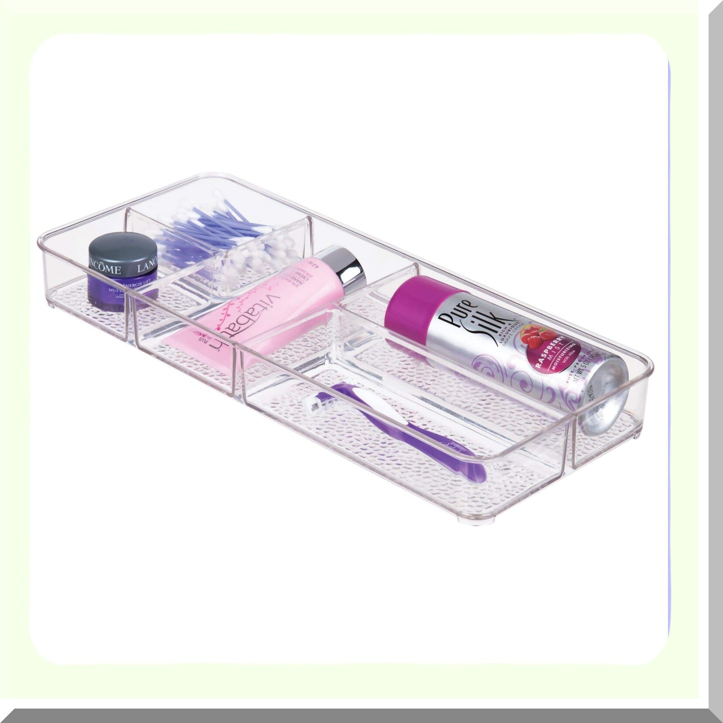 Rain Plastic Divided Vanity Organizer, Clear