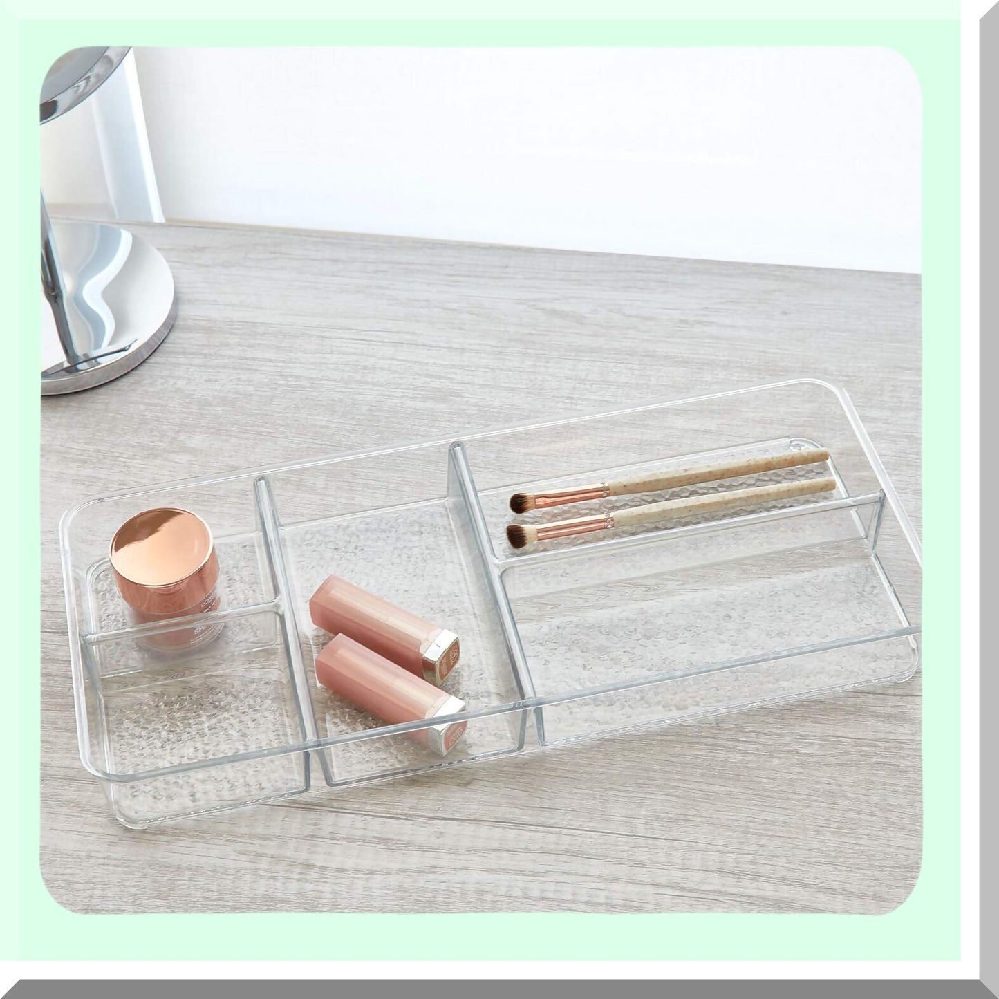 Rain Plastic Divided Vanity Organizer, Clear