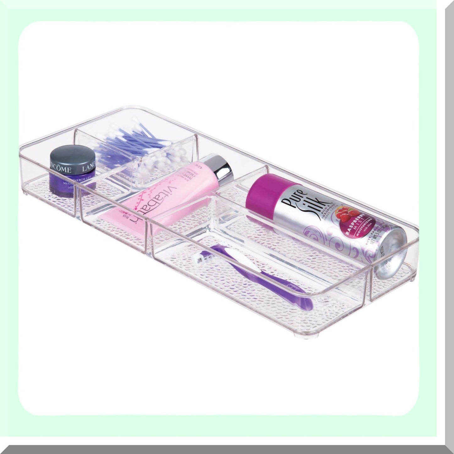 Rain Plastic Divided Vanity Organizer, Clear