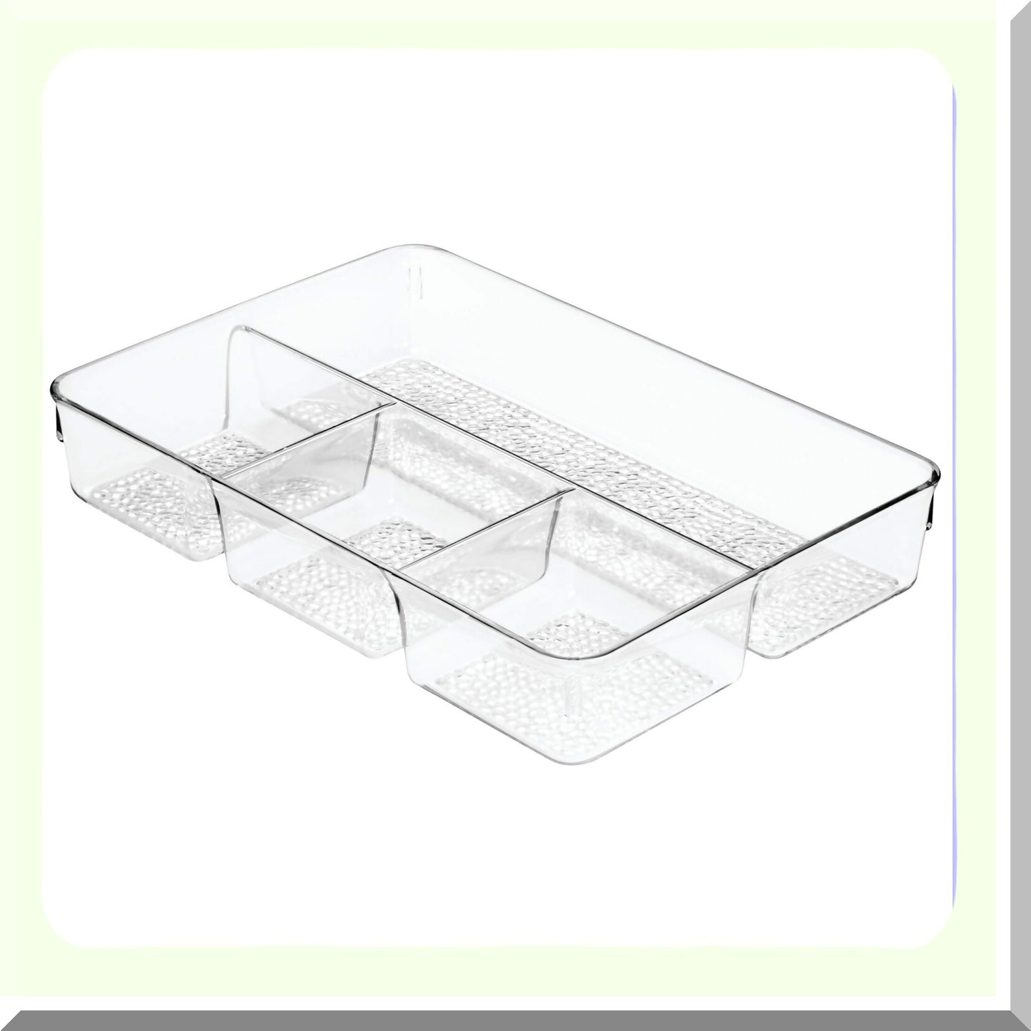 Rain Divided Cosmetic Drawer Organizer Tray 13" x 9" x 2.25" Clear