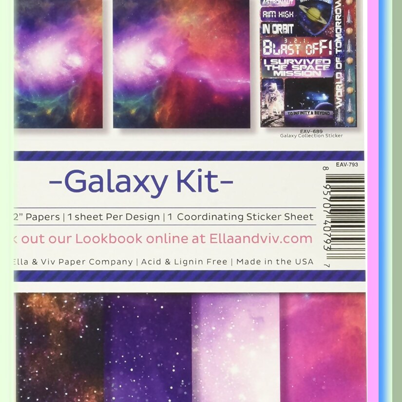 Galaxy Scrapbook Collection Kit with 8 Papers and Sticker
