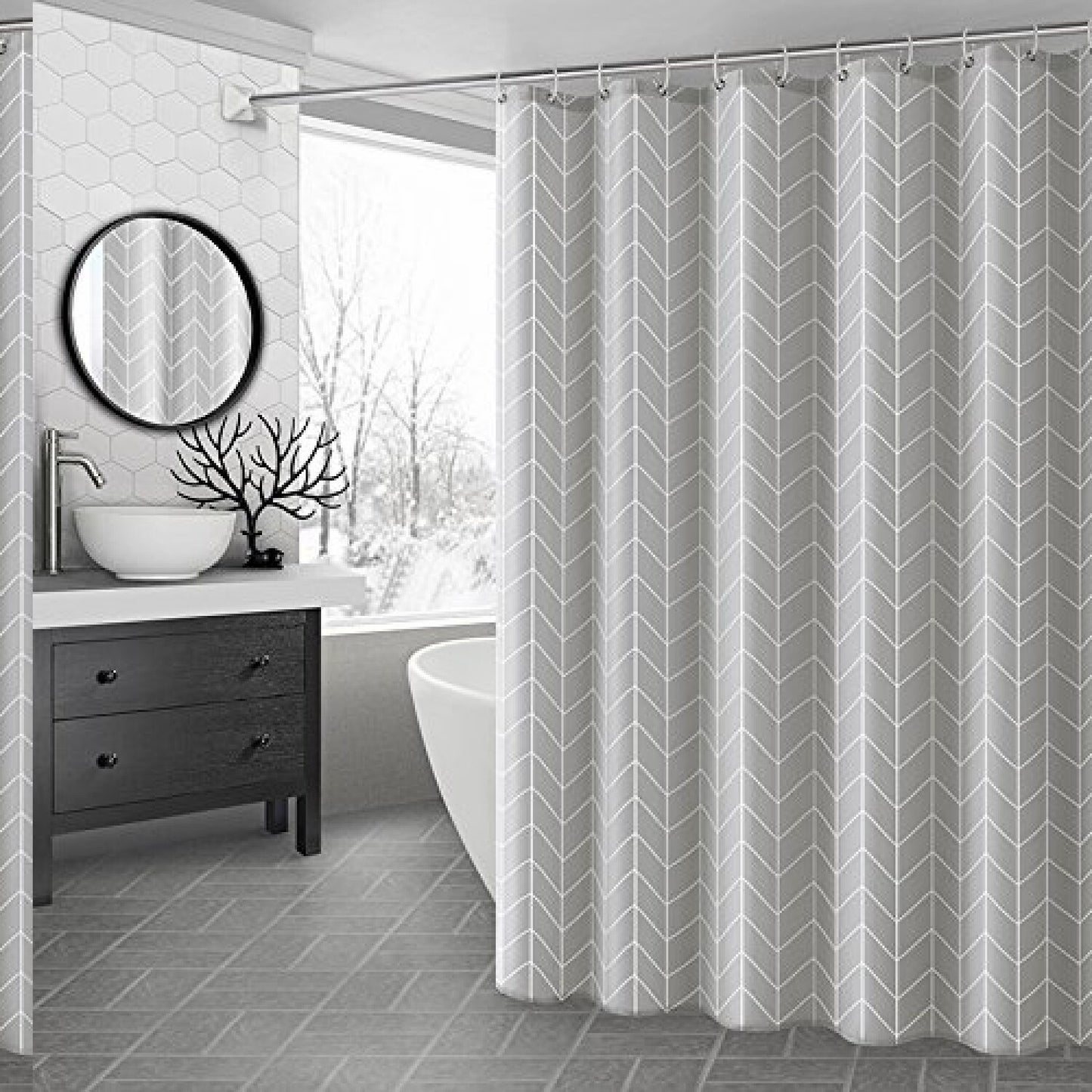 Waterproof Geometric Shower Curtain 54x78 Inches