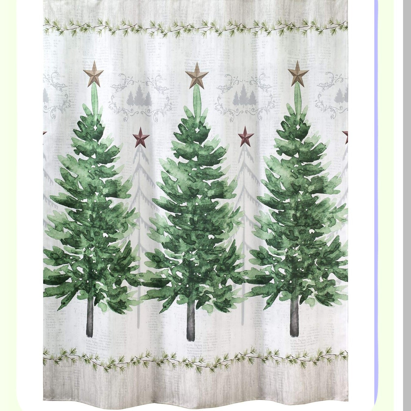 Fabric Shower Curtain 72" Trees Holiday Home Decor