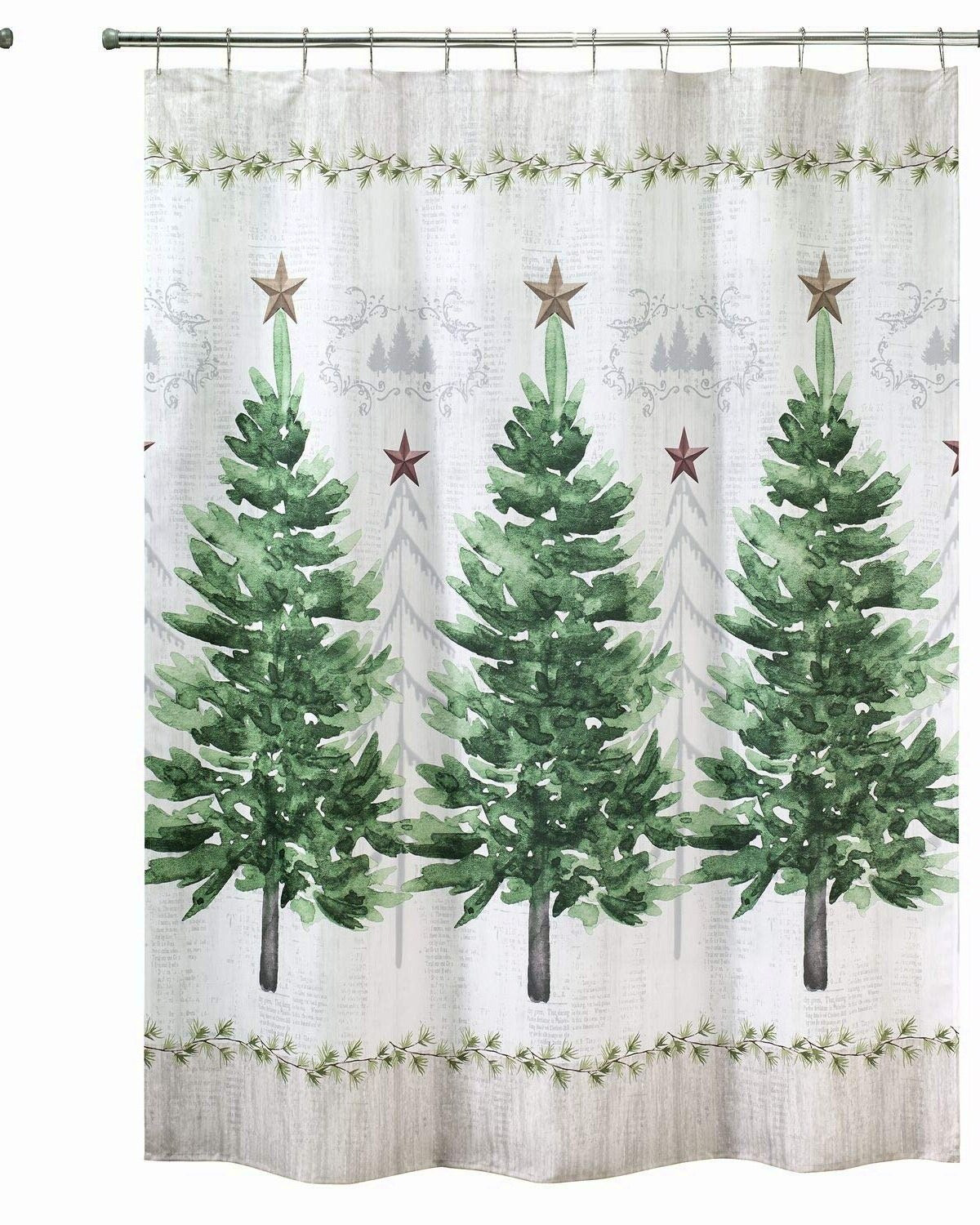 Fabric Shower Curtain 72" Trees Holiday Home Decor