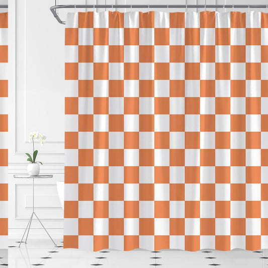 Retro Checkered Shower Curtain Orange 70" x 70"