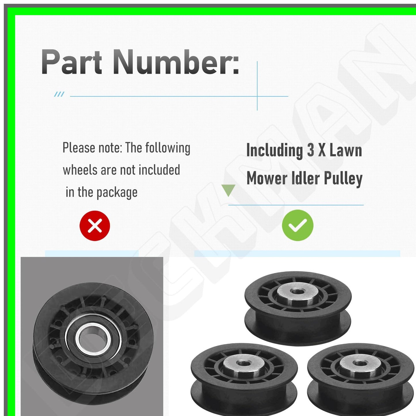 Husqvarna Poulan Lawn Mower Idler Pulley Replacement 3 Pack 587973001