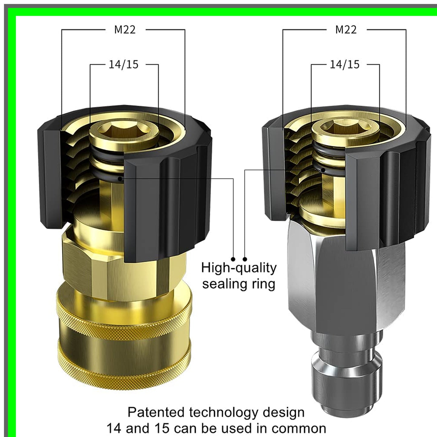 Quick Connect Pressure Washer Adapter Set for M22 Fittings and Hoses