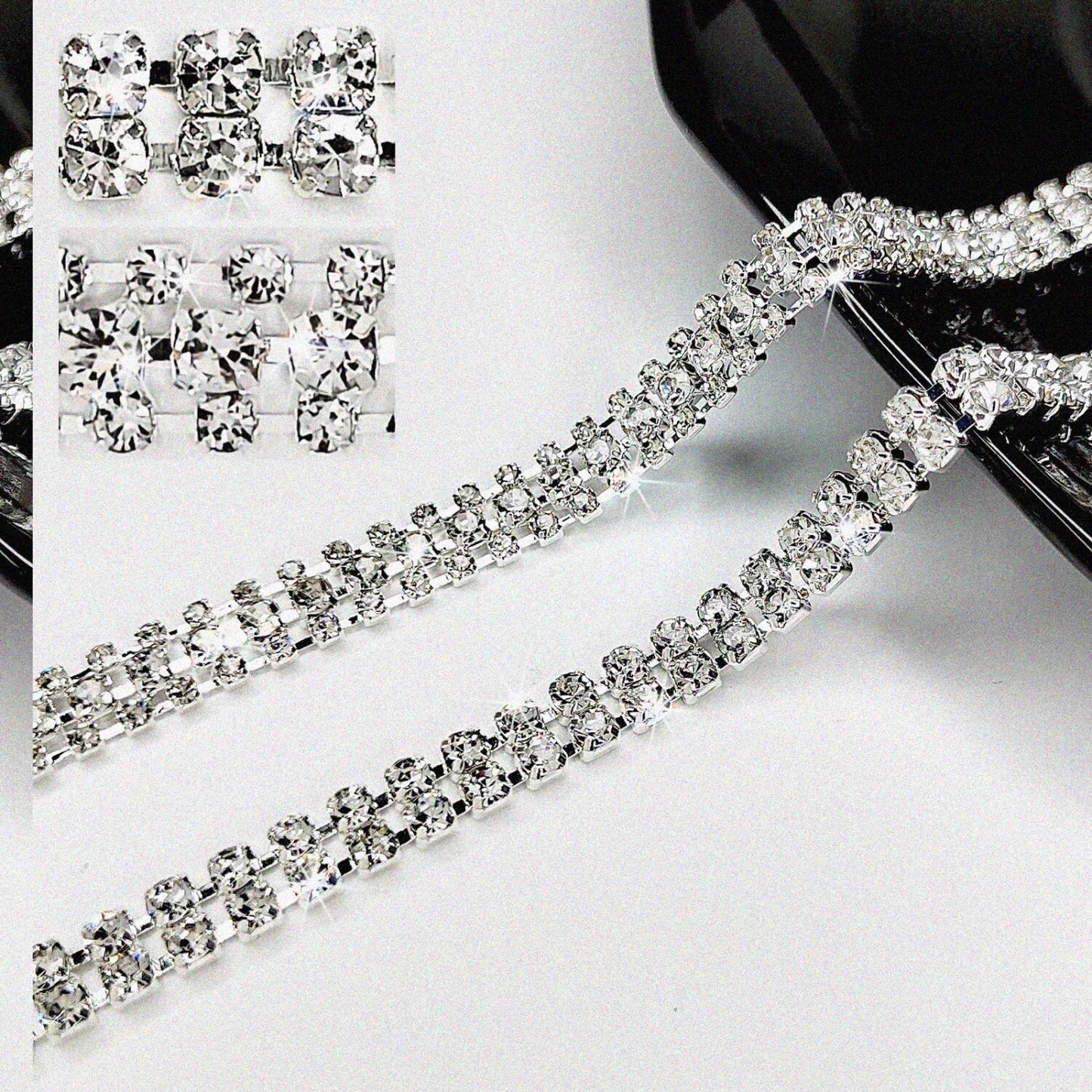 3 Rows 4 Yards Rhinestone Trim for DIY Decorations
