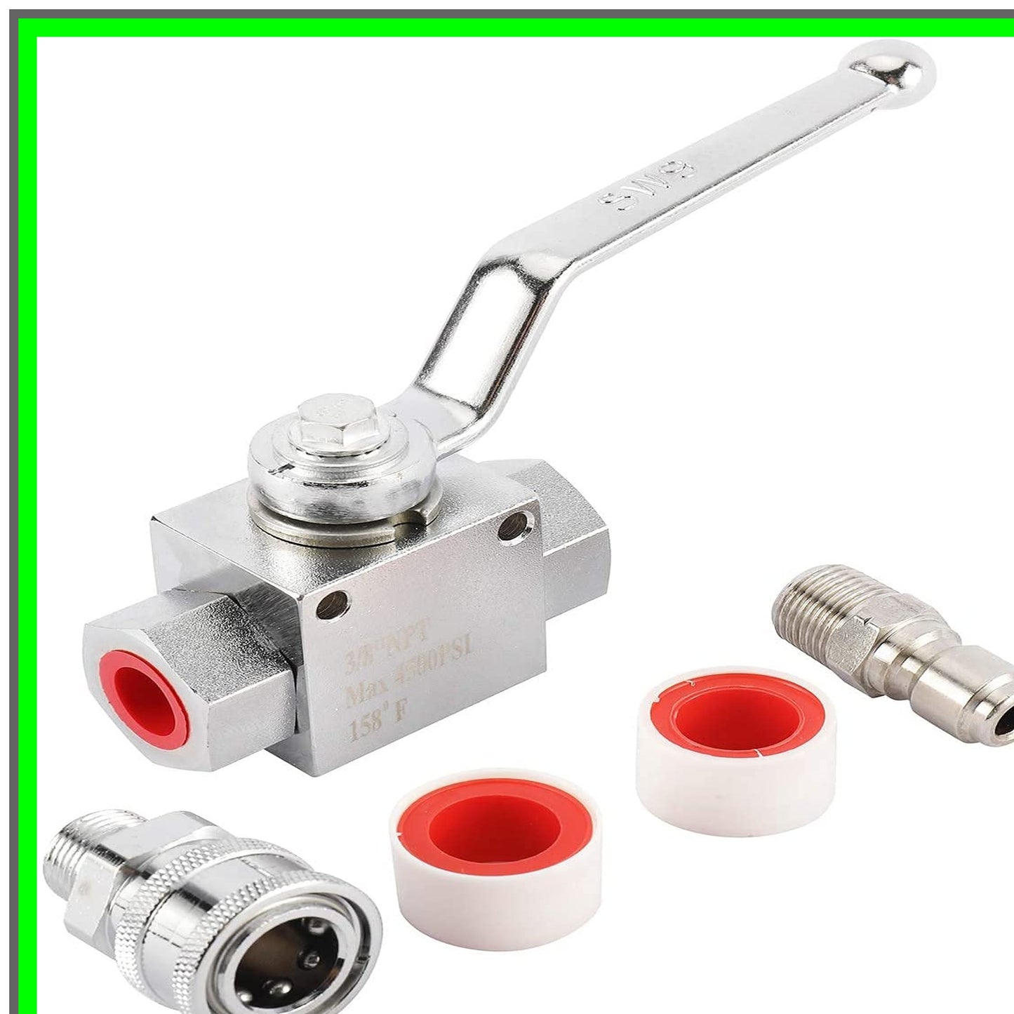 Stainless Steel High Pressure Washer Ball Valve Kit for 4500 PSI Hoses