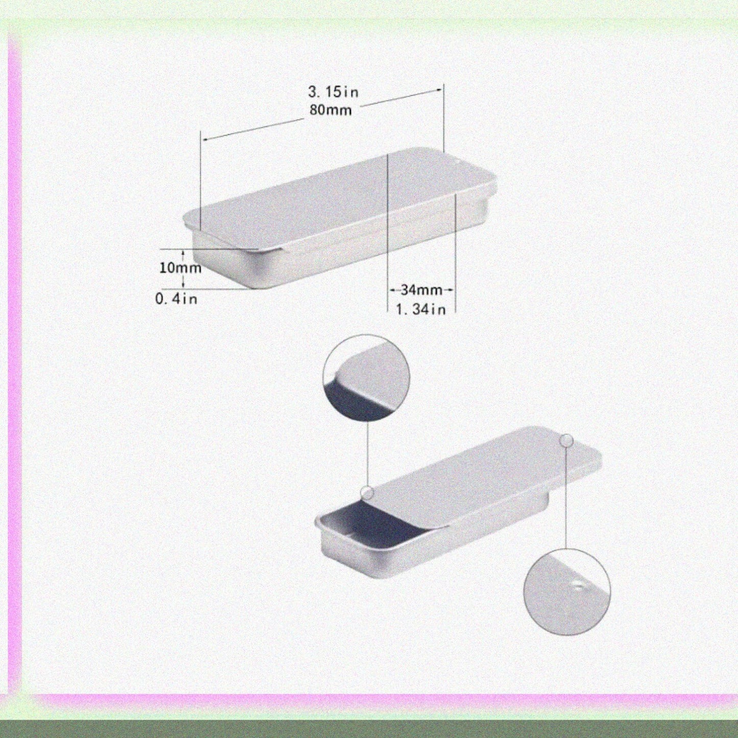 Mini Metal Tin Box Containers 3 pcs Silver Black White