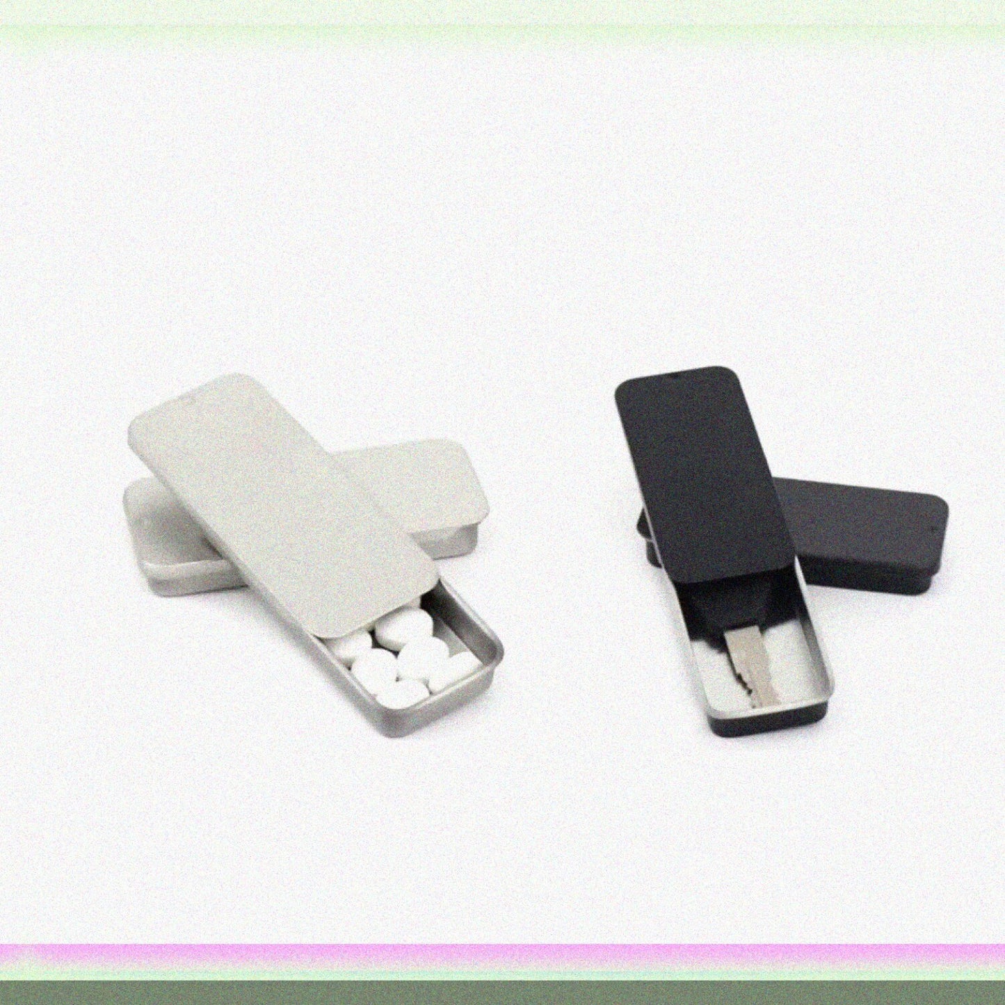 Mini Metal Tin Box Containers 3 pcs Silver Black White