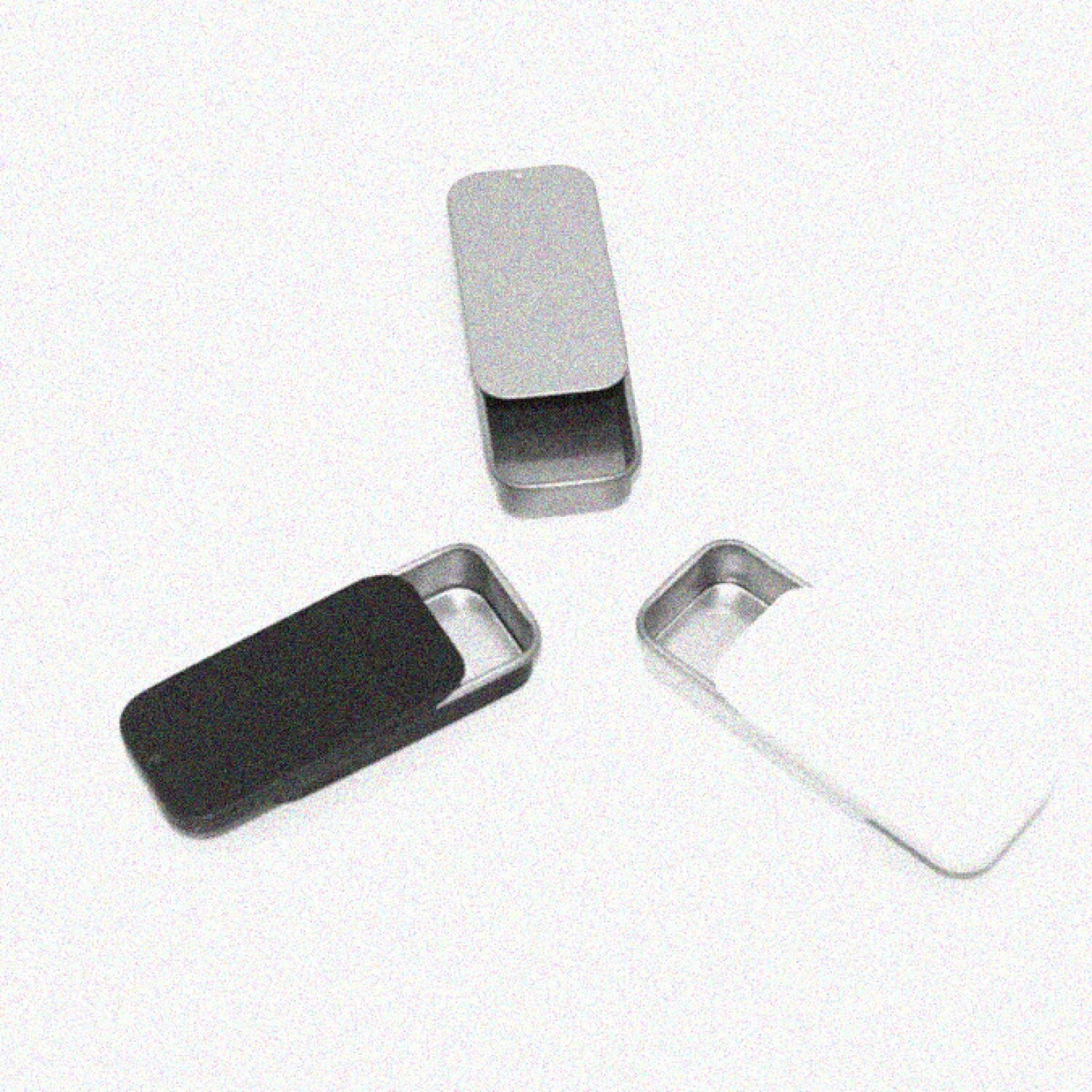 Mini Metal Tin Box Containers 3 pcs Silver Black White