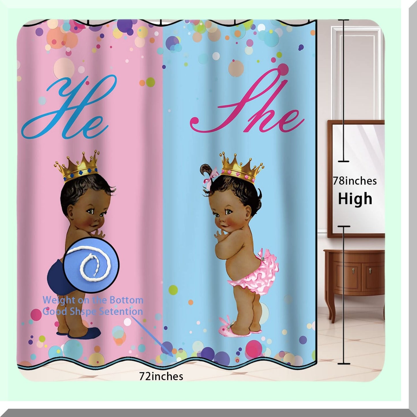 African Kids Shower Curtain 72x72 Waterproof Fabric