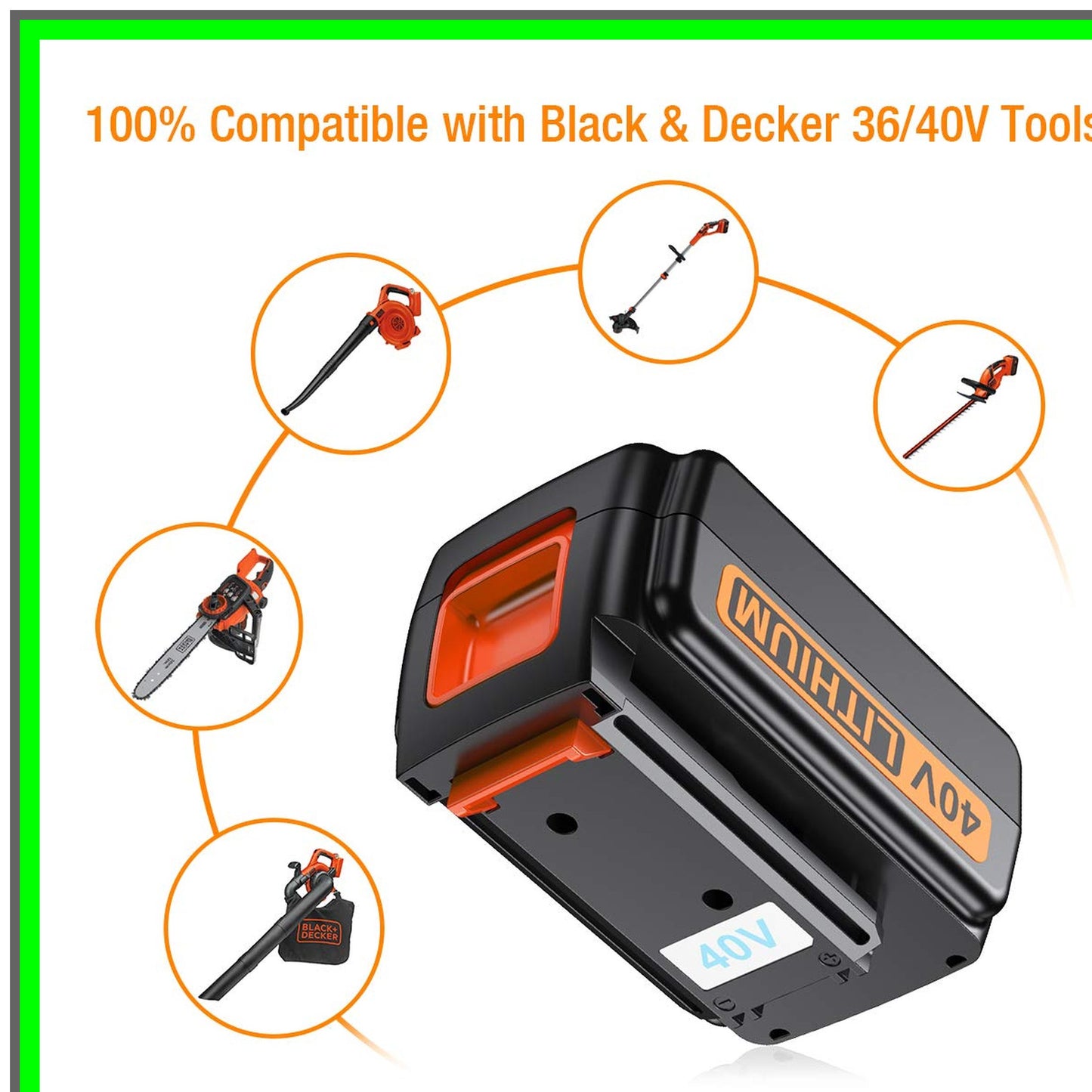 High-Capacity 3000mAh 40V Lithium Replacement Battery for Black and Decker