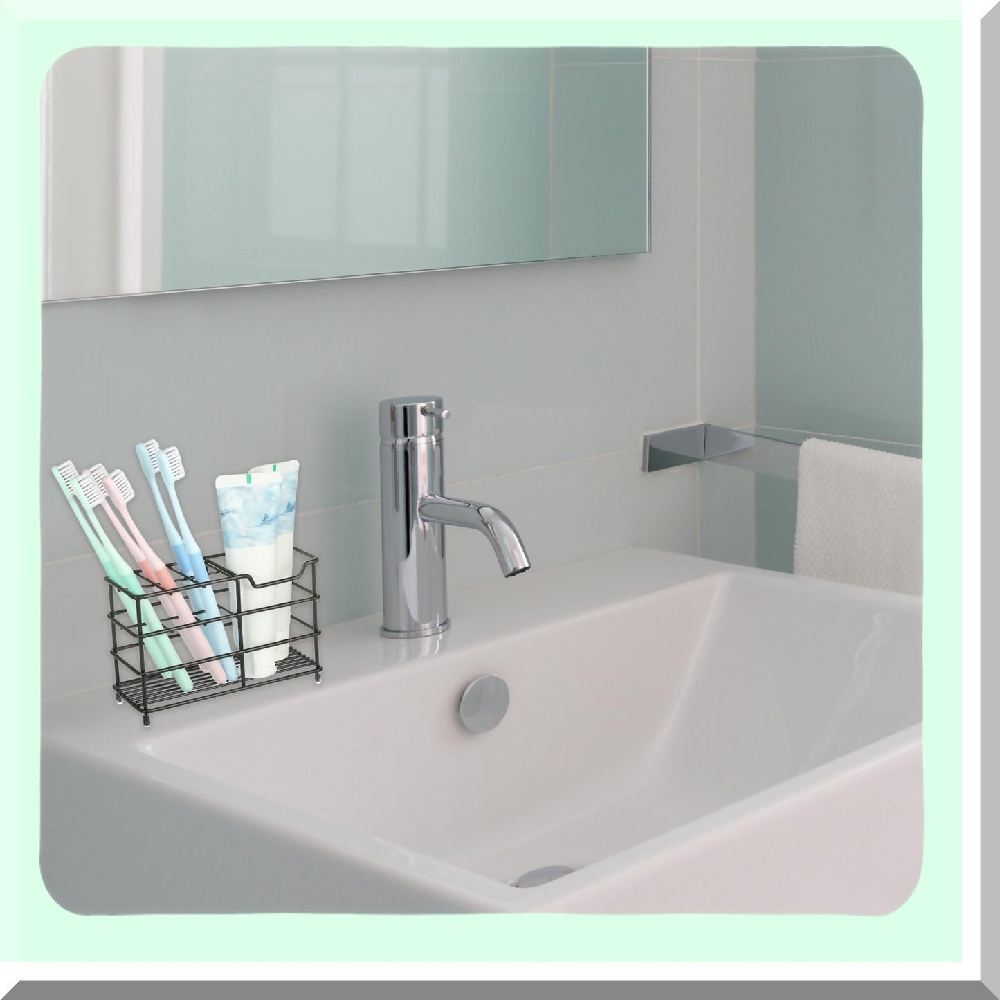 6 Slots Stainless Steel Toothbrush & Toothpaste Holder