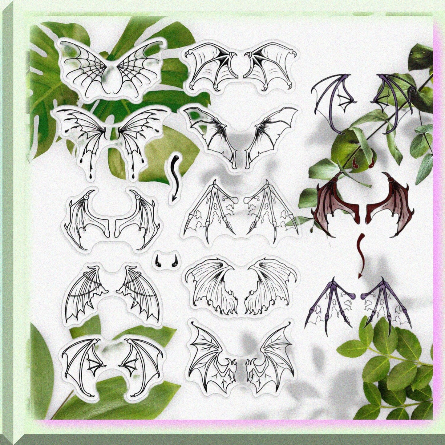 Wings Clear Rubber Stamp Bat Gothic 6.3x4.3in