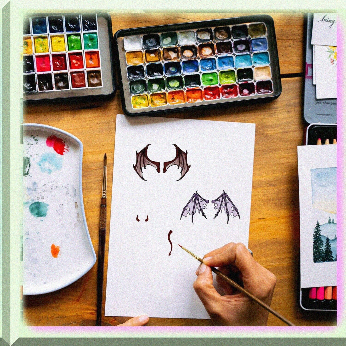 Wings Clear Rubber Stamp Bat Gothic 6.3x4.3in