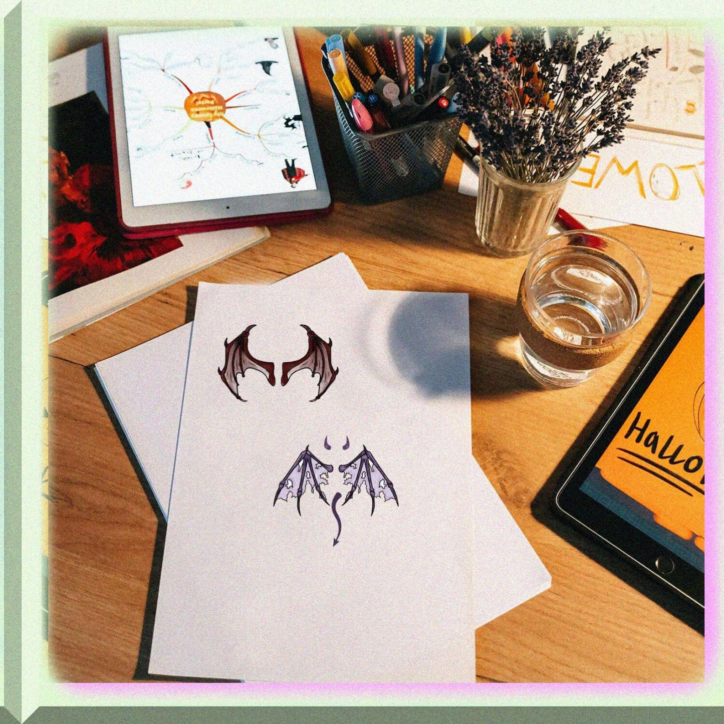 Wings Clear Rubber Stamp Bat Gothic 6.3x4.3in
