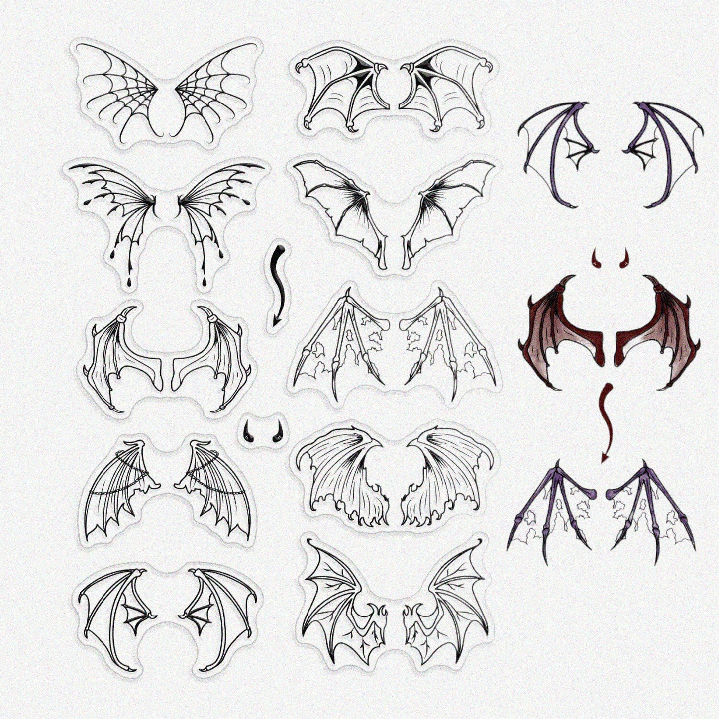 Wings Clear Rubber Stamp Bat Gothic 6.3x4.3in