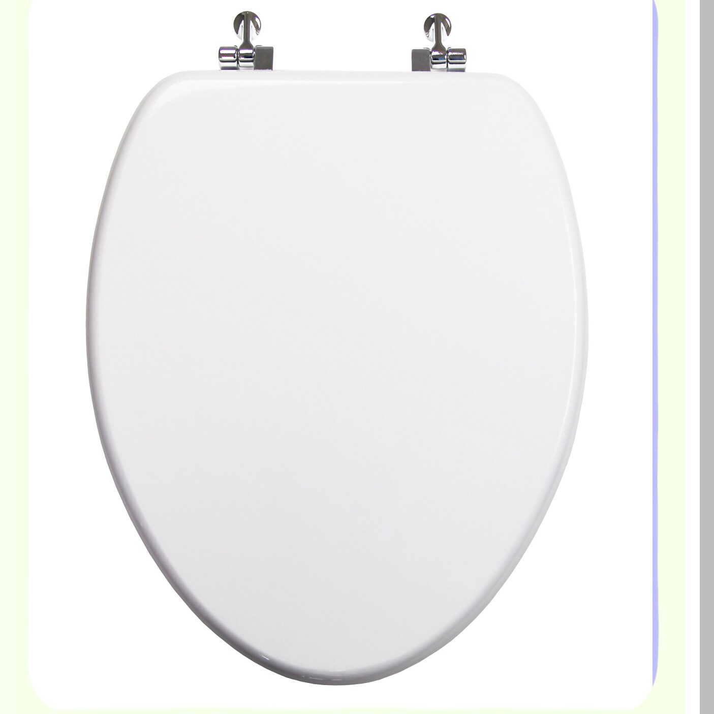 Elongated White Toilet Seat with Metal Hinges
