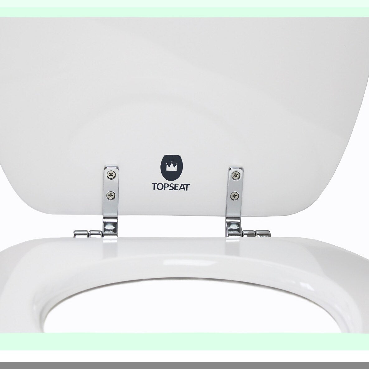 Elongated White Toilet Seat with Metal Hinges