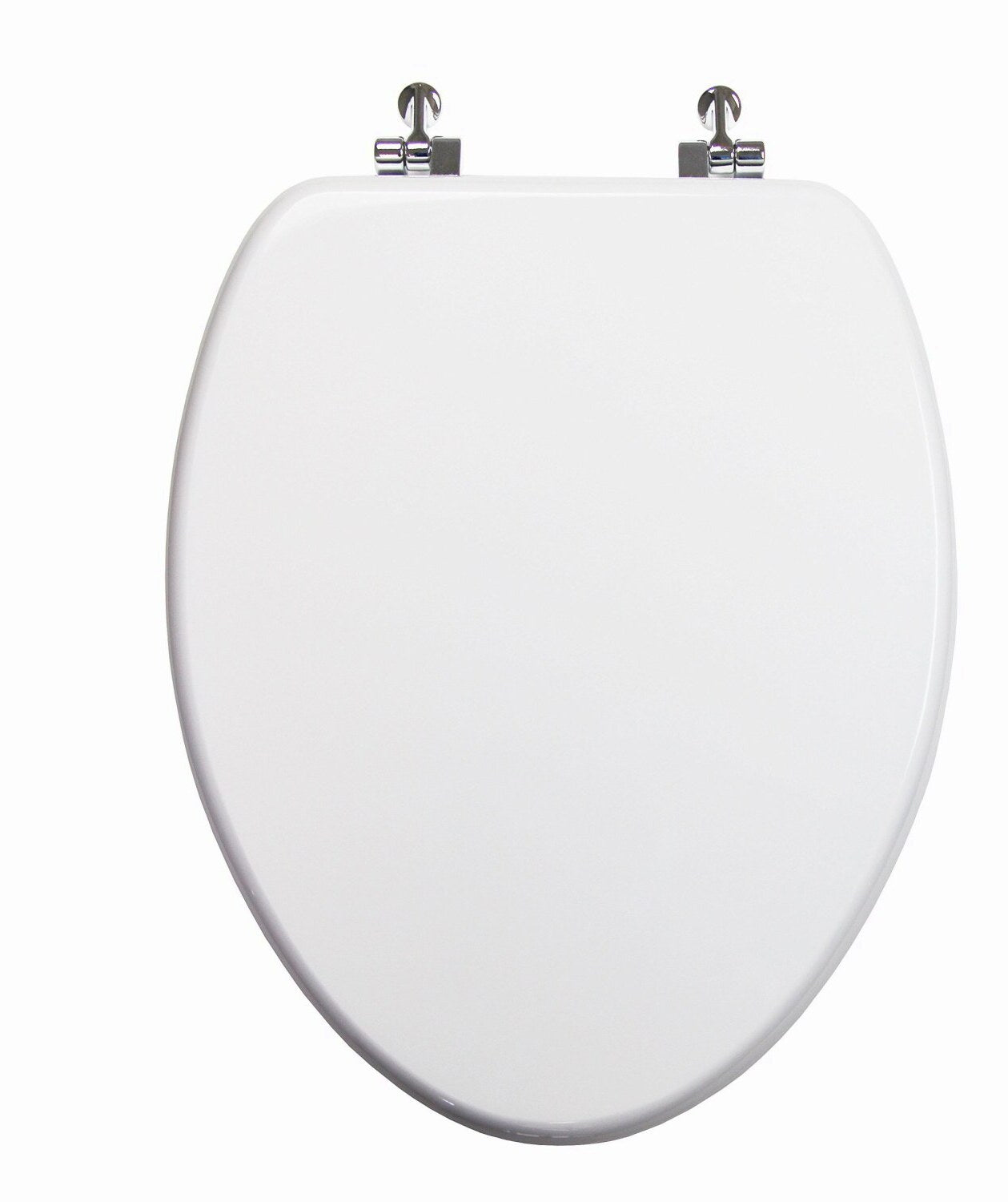 Elongated White Toilet Seat with Metal Hinges