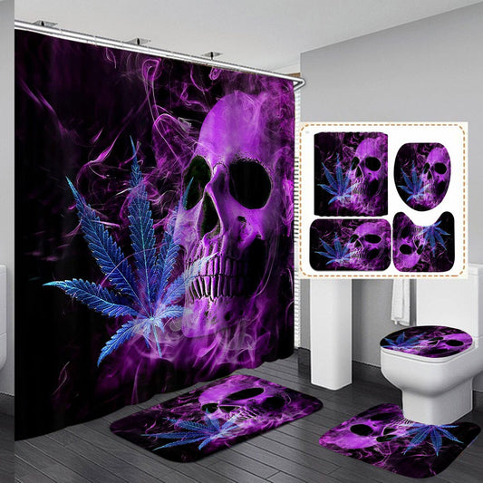 Purple Skull Shower Curtain Set with Rugs