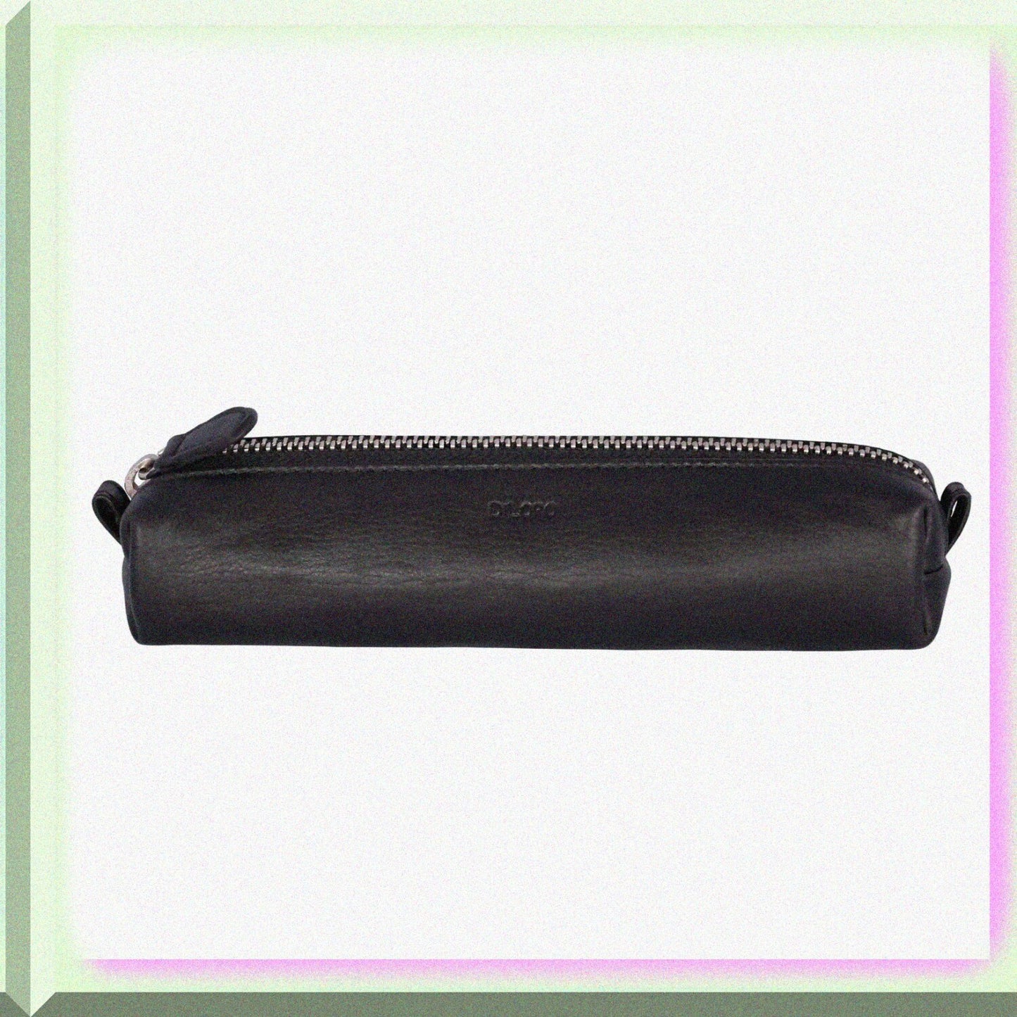 Leather Zippered Pen and Pencil Case Black 7.25x1.67x1.67