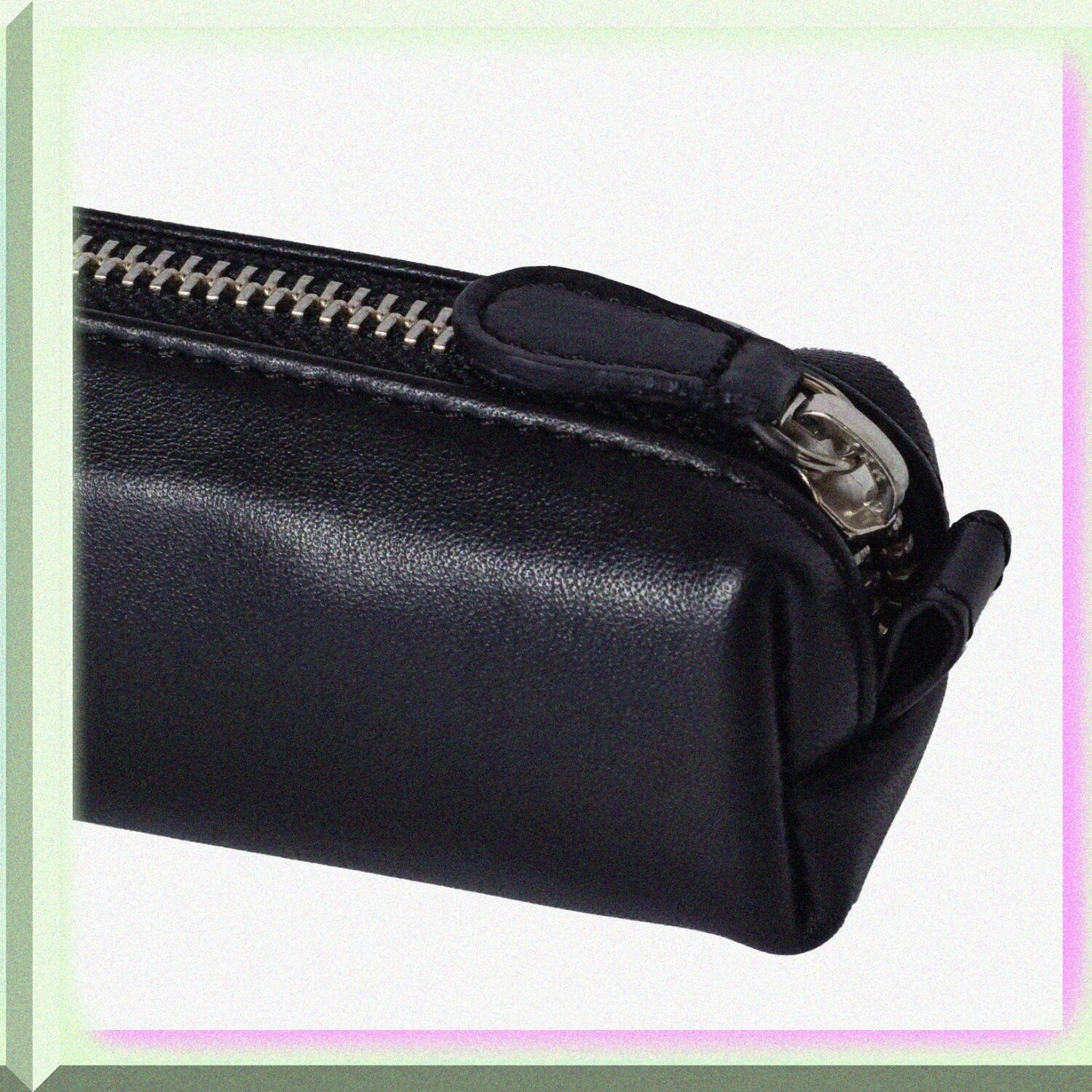 Leather Zippered Pen and Pencil Case Black 7.25x1.67x1.67