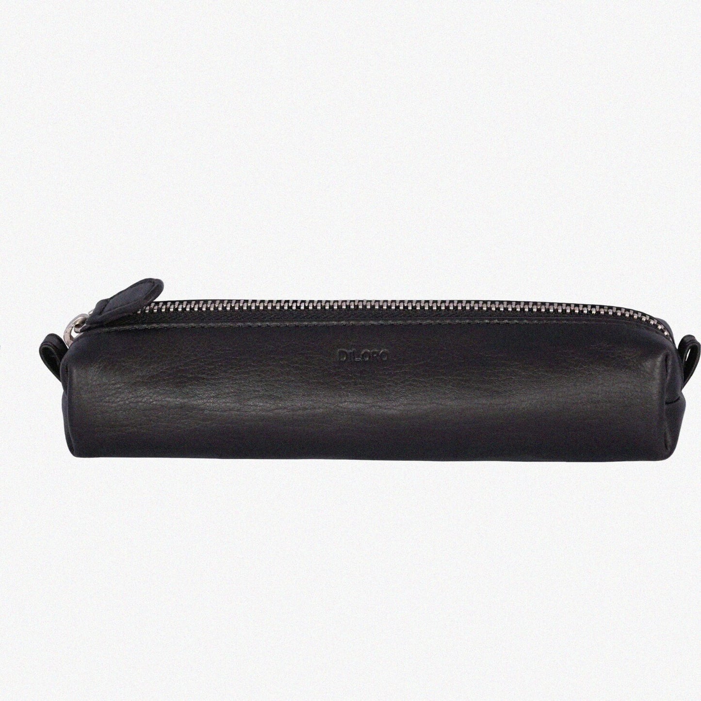 Leather Zippered Pen and Pencil Case Black 7.25x1.67x1.67