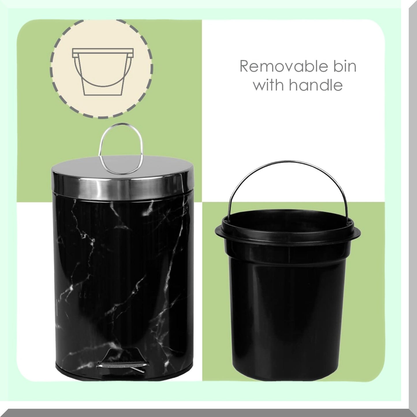 3L Marble Design Step Waste Bin