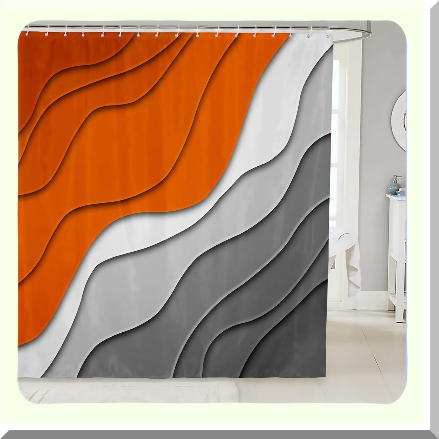 Decorative Orange White Gray Waterproof Polyester Shower Curtain