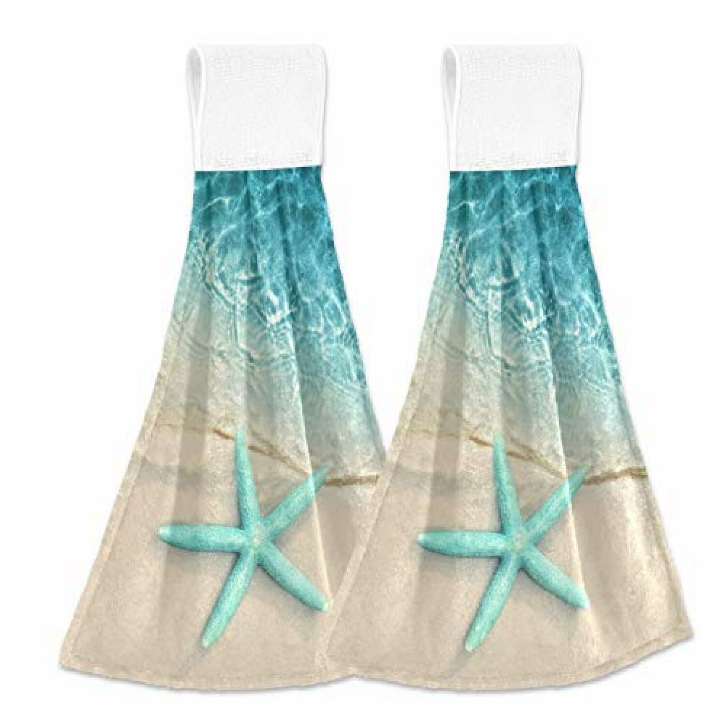 Ocean Beach Starfish Kitchen Hand Towels 12x17 in 2PCS