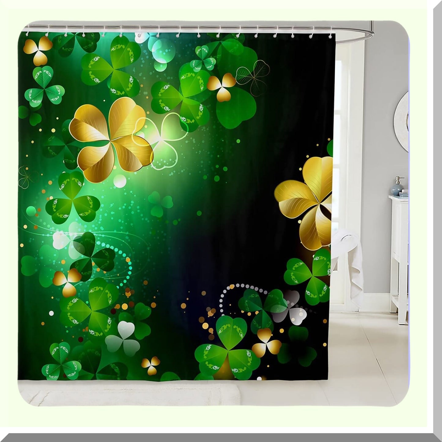 Kids Green Clover Shower Curtain 72" x 72"
