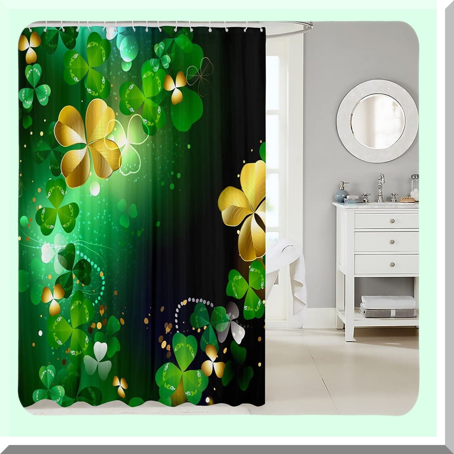 Kids Green Clover Shower Curtain 72" x 72"