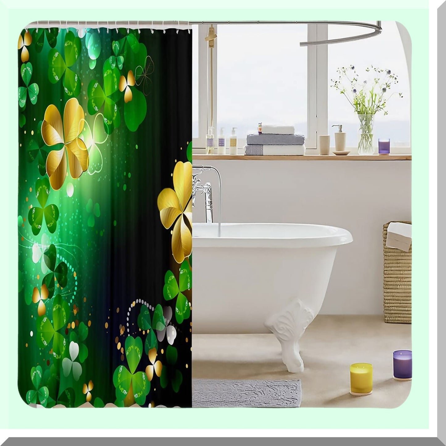 Kids Green Clover Shower Curtain 72" x 72"