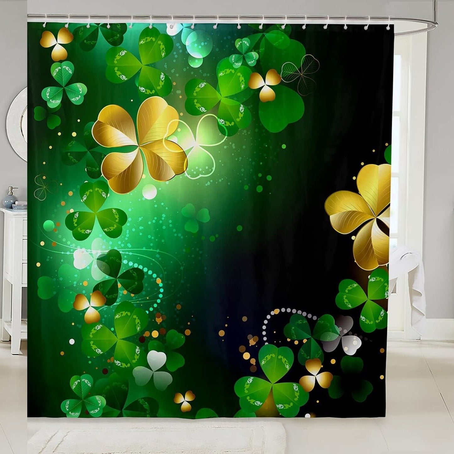 Kids Green Clover Shower Curtain 72" x 72"