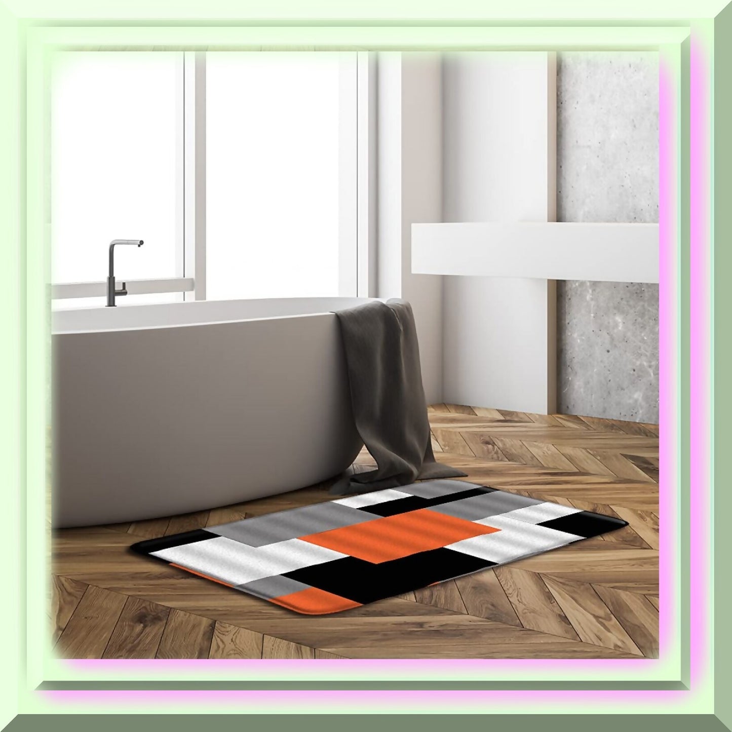 Geometric Pattern Bath Mat 17.8x29.5 Inch