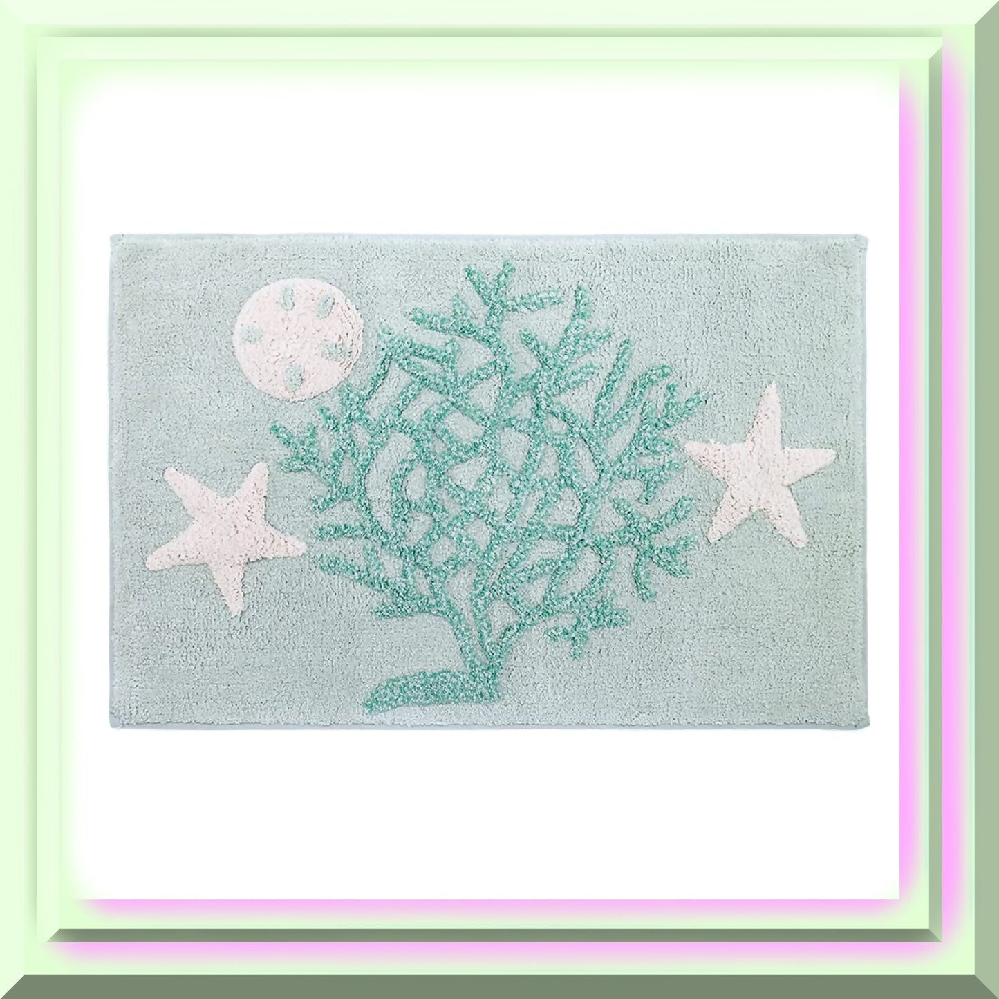 Cotton Bath Mat, Coastal Beachcomber Design