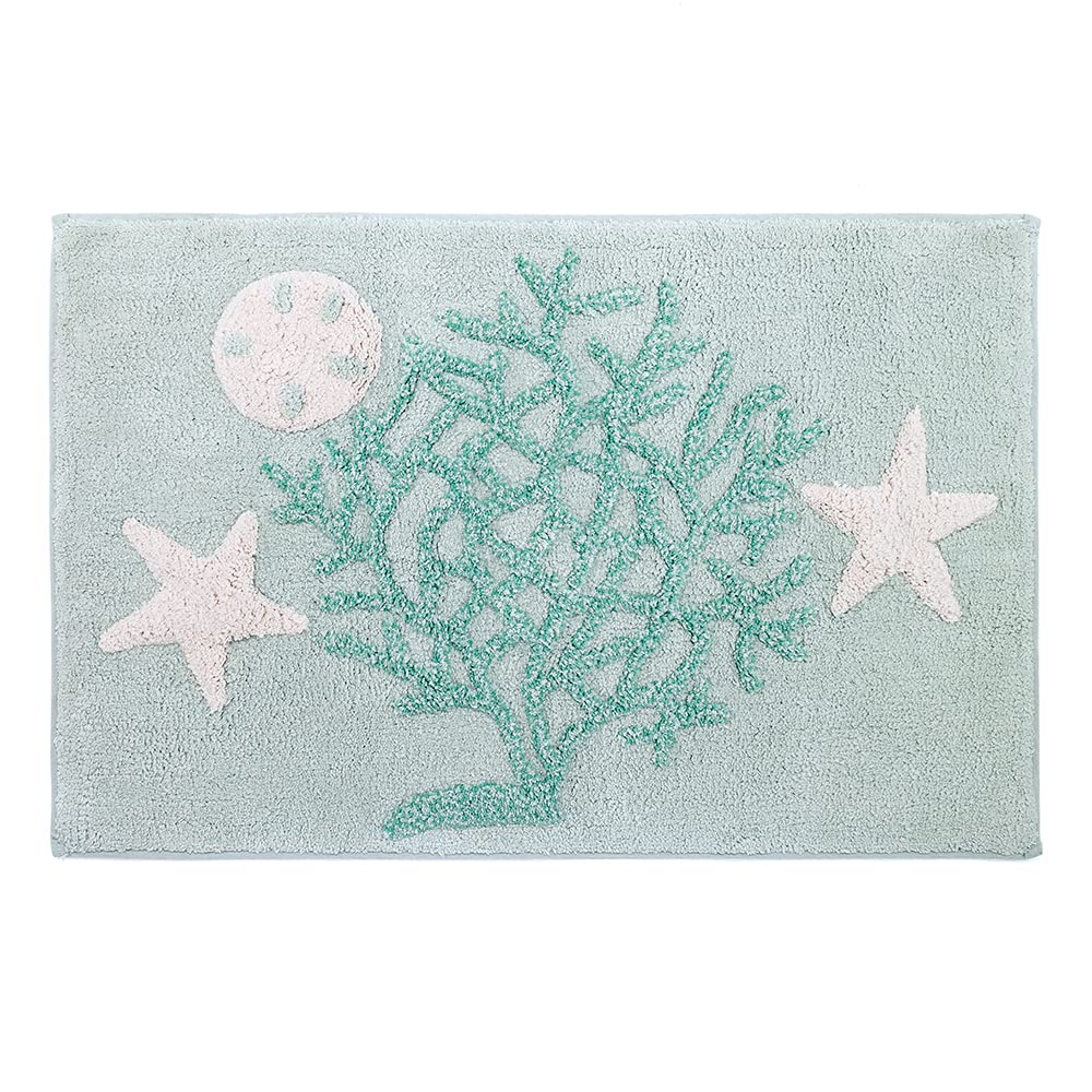 Cotton Bath Mat, Coastal Beachcomber Design