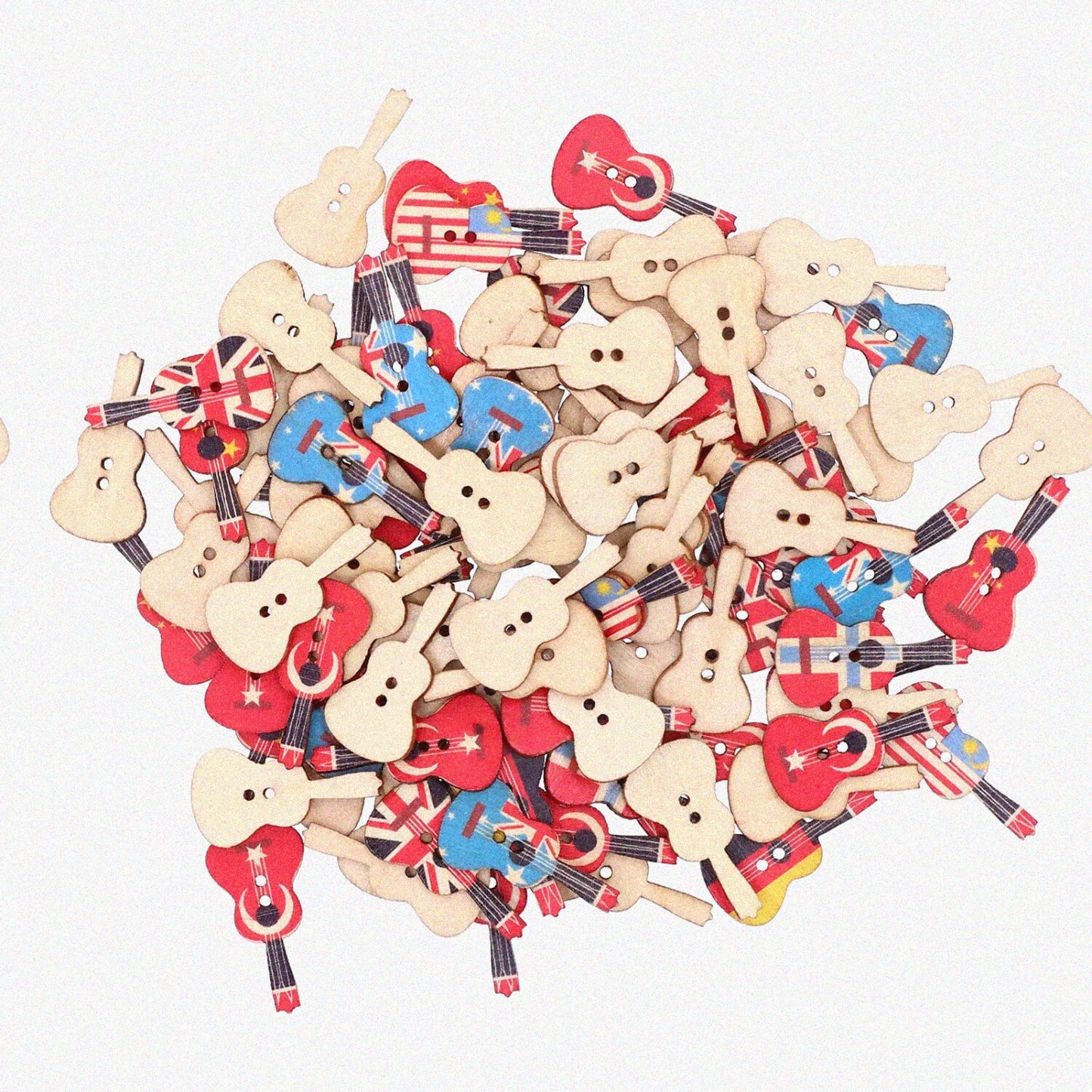 100pcs Wooden Guitar-Shaped Decorative Sewing Buttons