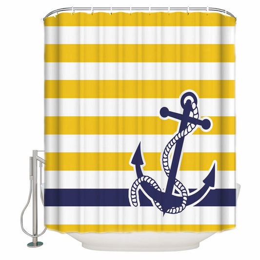 Navy Blue Nautical Anchor Shower Curtain 72x72