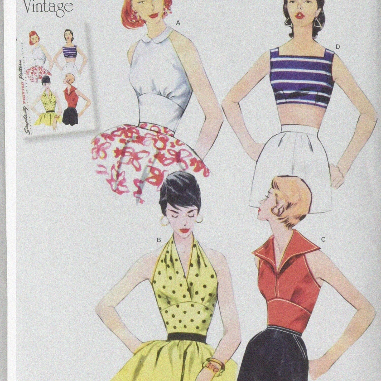 Vintage-Inspired Tops and Sun Top Set for Sizes 4-12
